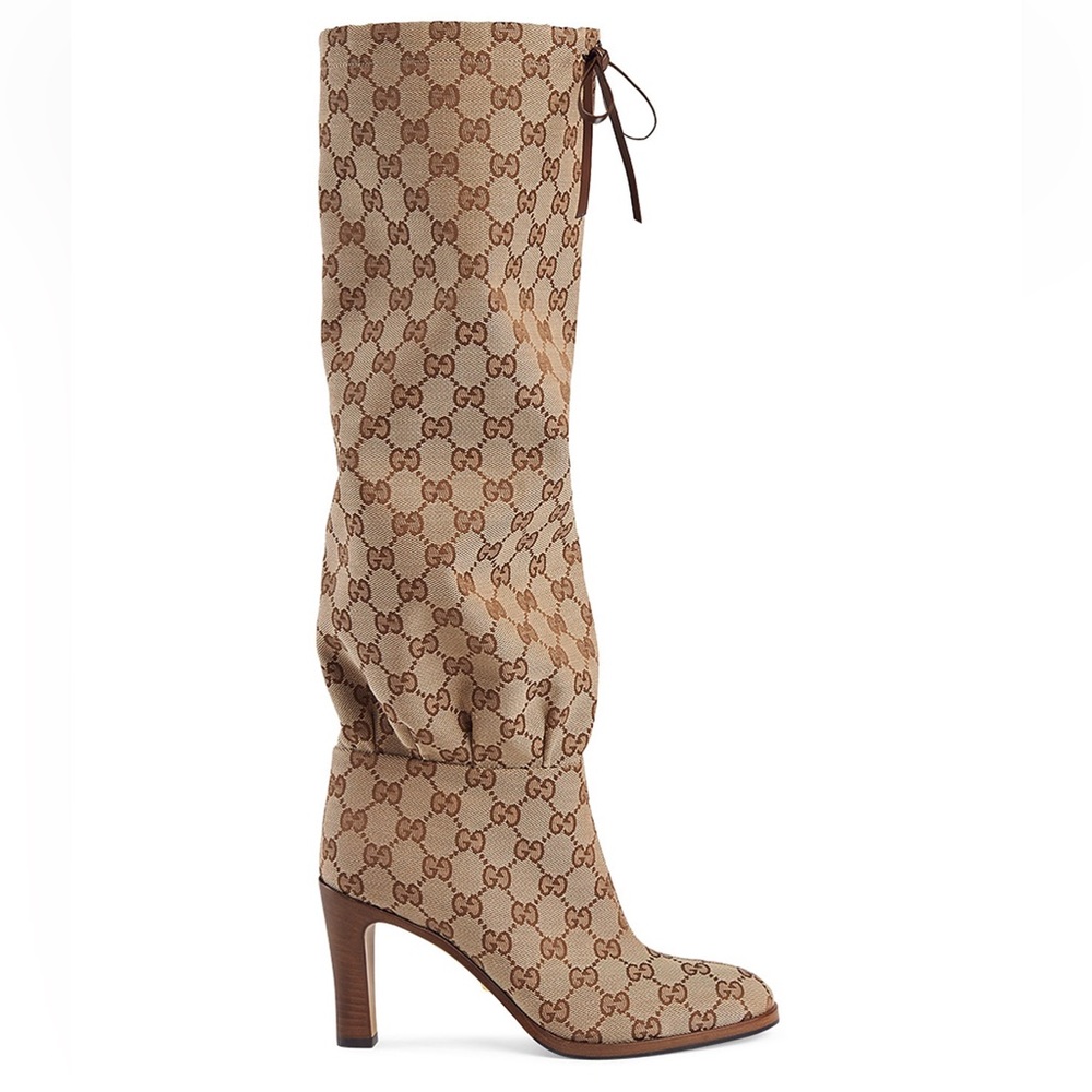 GUCCI Lisa GG Canvas Mid-Heel Boots - Picture 3 of 11